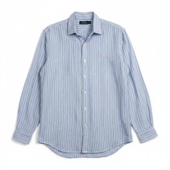 Polo Ralph Lauren Other - Polo Ralph Lauren Linen Button Down Shirt Striped Long Sleeve Blue Size Large